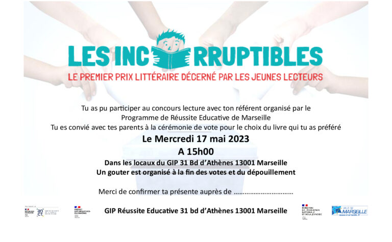 prix des incorruptibles 2023 - programme de réussite éducative de Marseille