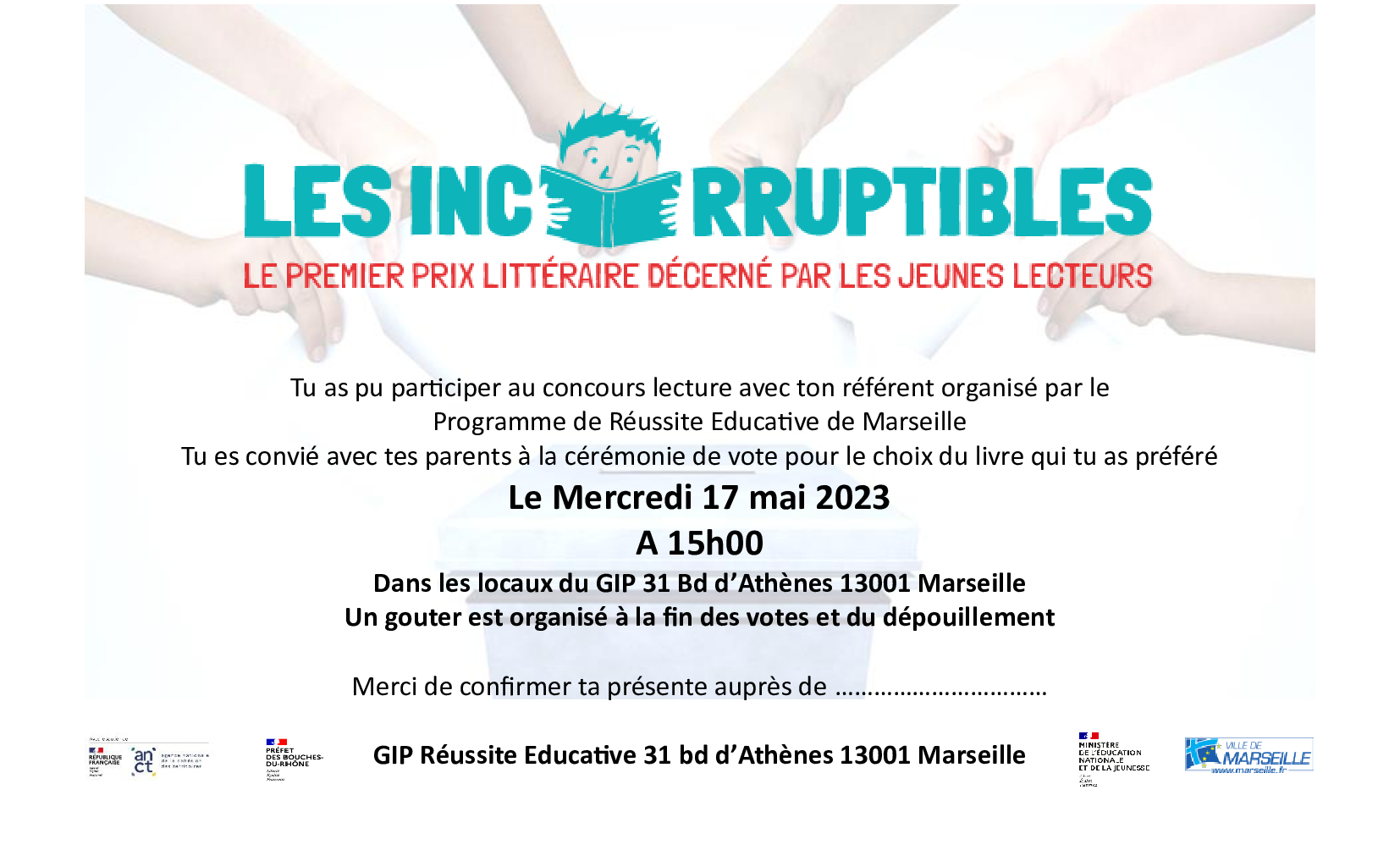 prix des incorruptibles 2023 - programme de réussite éducative de Marseille